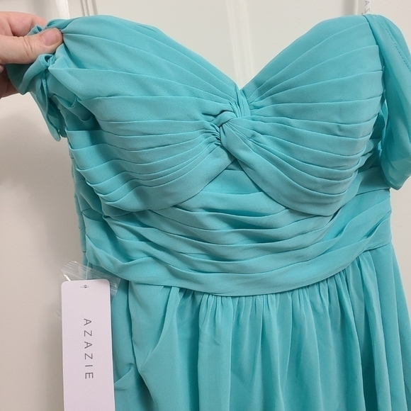 NEW AZAZIE Millie Spa Teal Chiffon Bridesmaid Dress Size A8 NWT - Picture 2 of 11
